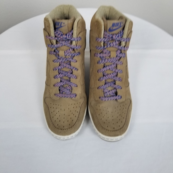 Nike Sky High Athleisure Streetwear Hidden Wedge Brown Suede Sneakers Size 8.5 - Picture 4 of 12